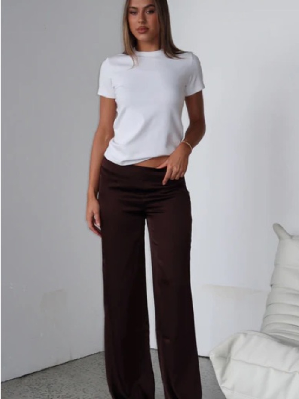 White Fox Boutique Wide-Leg Pants in Dark Brown